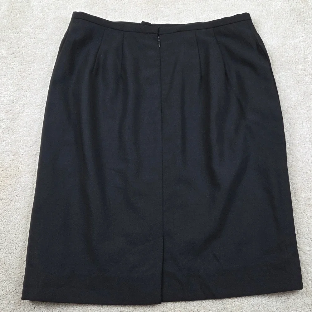 Black Pencil Skirt Size 10 Wool Blend Lined Back Vent Office 21.5